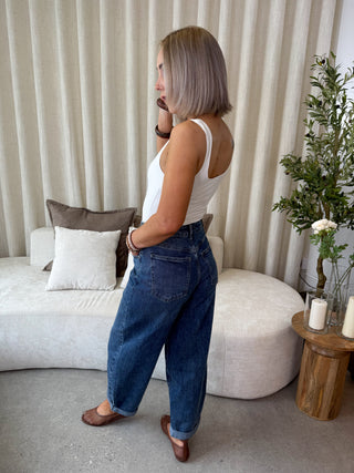 Freya Balloon Jeans - Medium Blue Denim