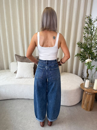 Freya Balloon Jeans - Medium Blue Denim