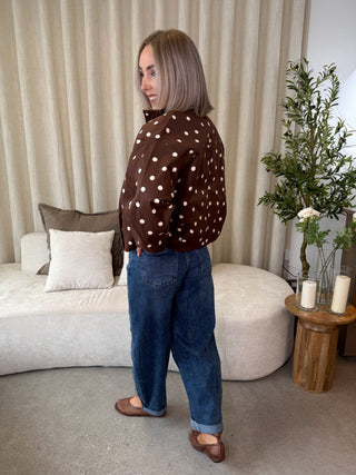 Elisabeth Bomber Jacket - Brown Polka