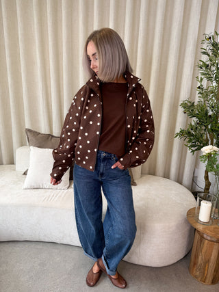 Elisabeth Bomber Jacket - Brown Polka