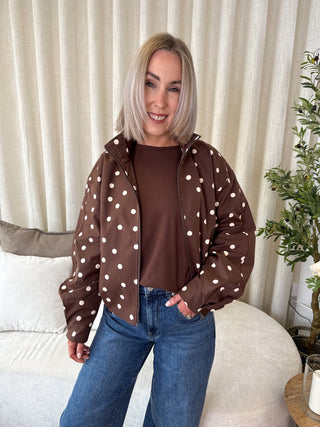 Elisabeth Bomber Jacket - Brown Polka