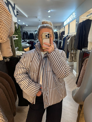 Asta Puffer Jacket - Blue/Brown Stripe