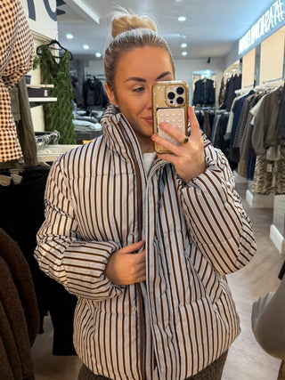 Asta Puffer Jacket - Blue/Brown Stripe