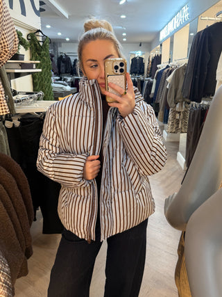 Asta Puffer Jacket - Blue/Brown Stripe