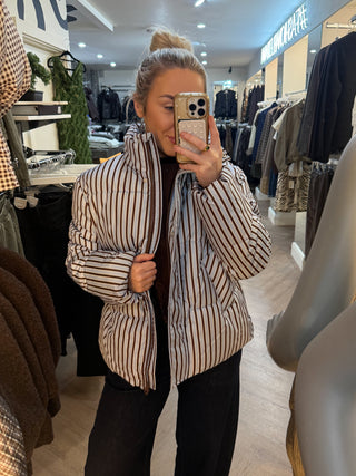 Asta Puffer Jacket - Blue/Brown Stripe
