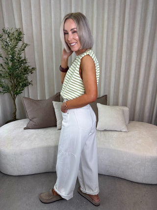 Cleo Sleeveless Bubble Hem Top - Matcha