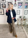 Gia Contrast Barn Jacket - Navy