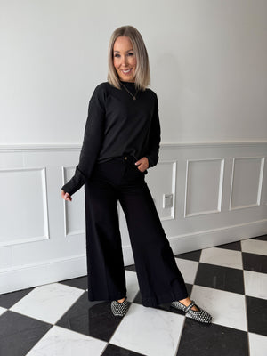Mocca Long Sleeve Top - Black