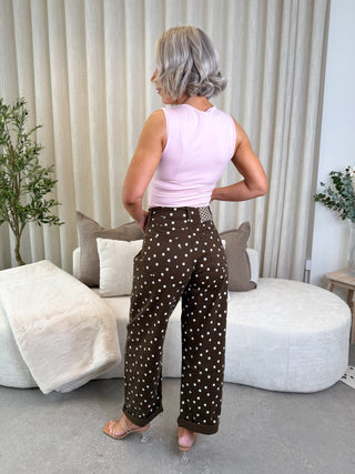Sienna Polka Balloon Leg Jeans - Brown