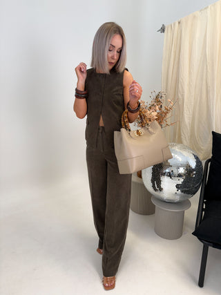 Audre Cord Tailored Trousers - Wren