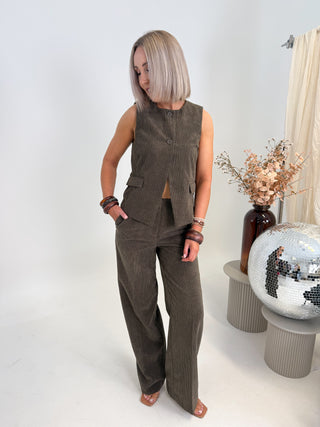 Audre Cord Waistcoat - Wren