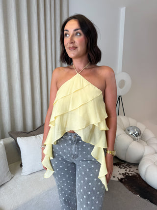 Harper Halterneck Top - Lemon