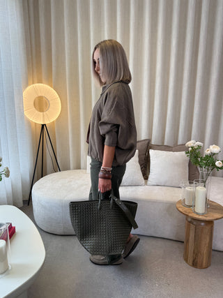 Gia Checkered Bomber Jacket - Brown