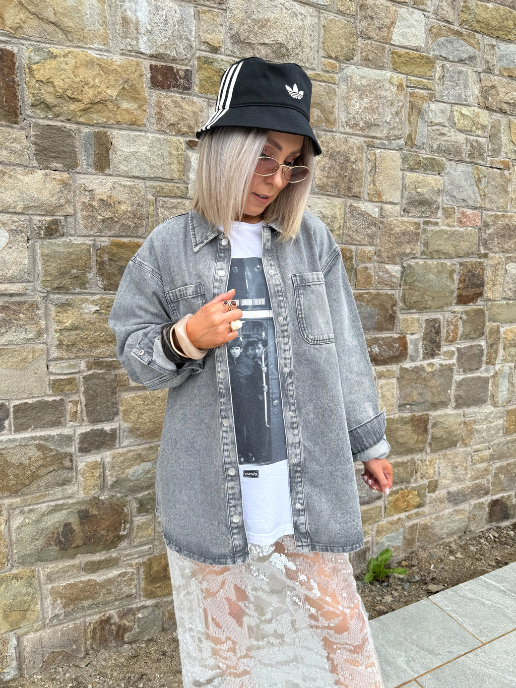 Alva Long Denim Shacket - Grey