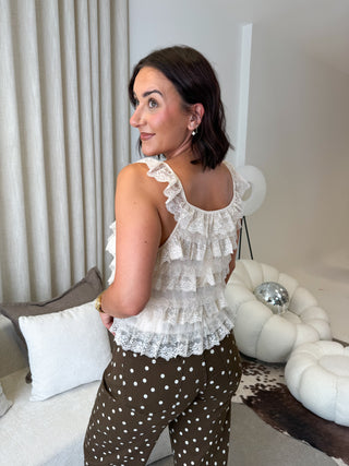 Rhea Tierred Ruffle Top - Beige