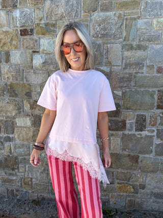 Lia Combined T-Shirt - Pink
