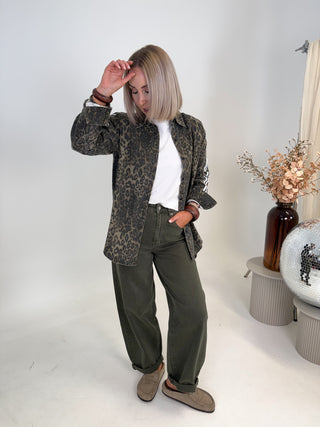 Freya Balloon Jeans - Olive Green