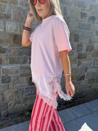 Lia Combined T-Shirt - Pink