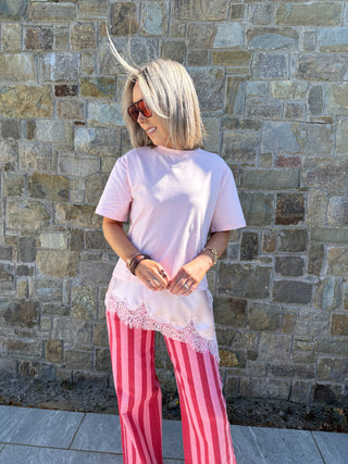 Lia Combined T-Shirt - Pink