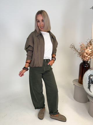 Gia Checkered Bomber Jacket - Brown