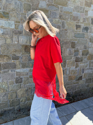 Lia Combined T-Shirt - Red