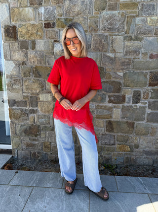 Lia Combined T-Shirt - Red