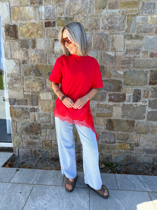 Lia Combined T-Shirt - Red