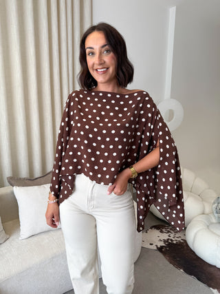 Aria Cape Polka Top 2-in-1 - Brown