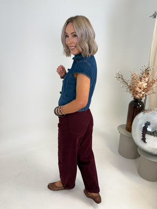 Debra Denim Wash Knot Top - Denim