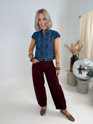 Freya Balloon Jeans - Burgundy