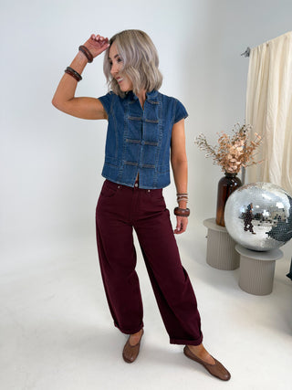 Debra Denim Wash Knot Top - Denim