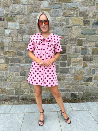 Roxie Polka Dress - Pink