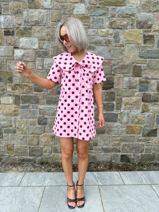 Roxie Polka Dress - Pink