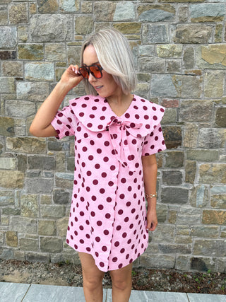 Roxie Polka Dress - Pink