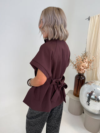 Harvi Capped Sleeve Funnel Neck Jacket - Plum