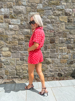 Vikki Polka Skort - Red/White