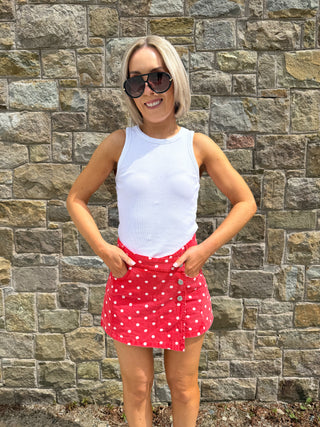 Vikki Polka Skort - Red/White