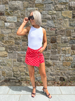Vikki Polka Skort - Red/White