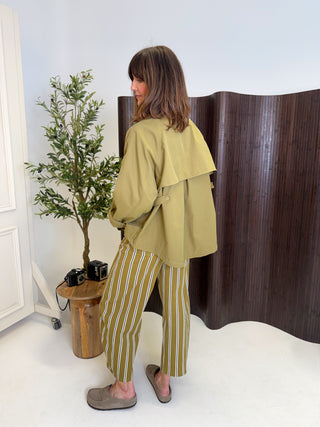 Demi Carrot Leg Striped Denim Jeans - Khaki