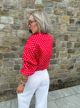 Zita Lightweight Polka Dot Jacket - Red