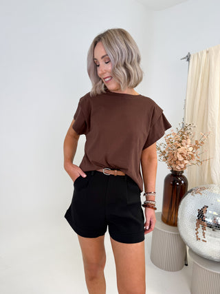 Karla Tailored Belted Shorts - Black