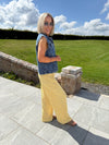 Flora High Waist Plisse Trousers - Yellow