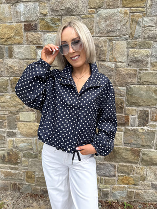 Zita Lightweight Polka Dot Jacket - Navy