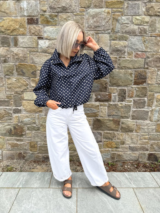 Zita Lightweight Polka Dot Jacket - Navy