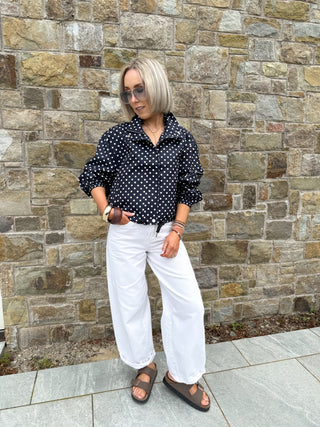 Zita Lightweight Polka Dot Jacket - Navy