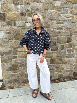 Zita Lightweight Polka Dot Jacket - Navy