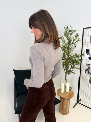 Mina Knit Polo Top - Oatmeal