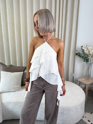 Harper Halterneck Top - Beige