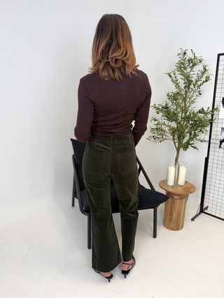Jill Wide Leg Cords - Khaki