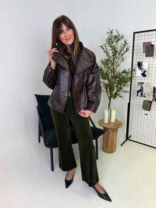 Sierra Faux Leather Jacket - Coffee